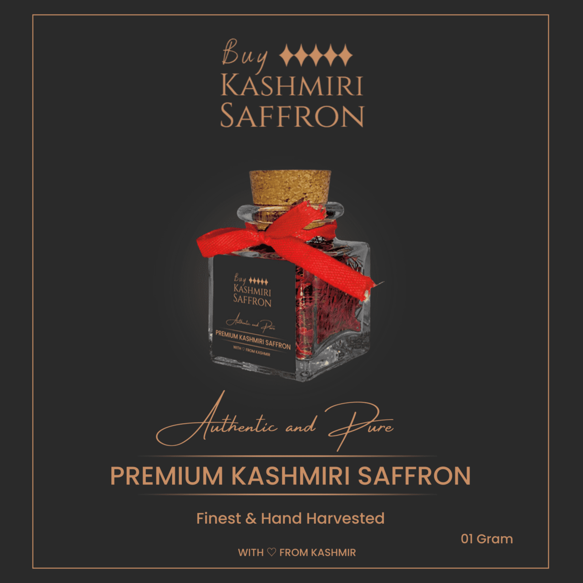 Premium Kashmiri Saffron (Mogra) 1 Gm