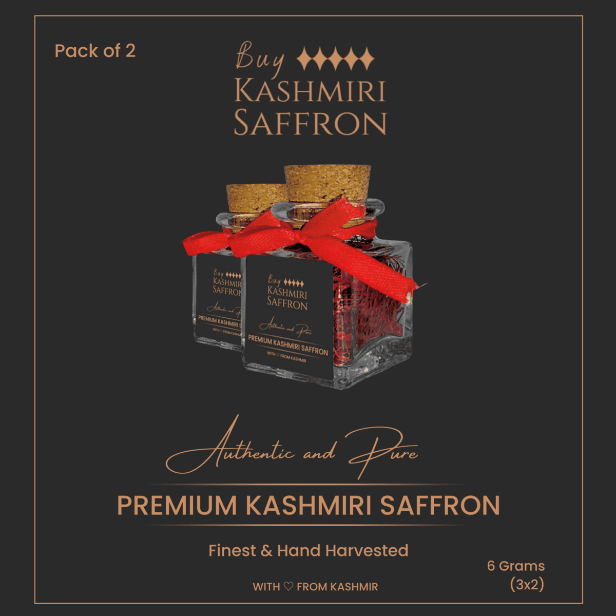 Premium Kashmiri Saffron Mogra 3gm (Pack of 2)