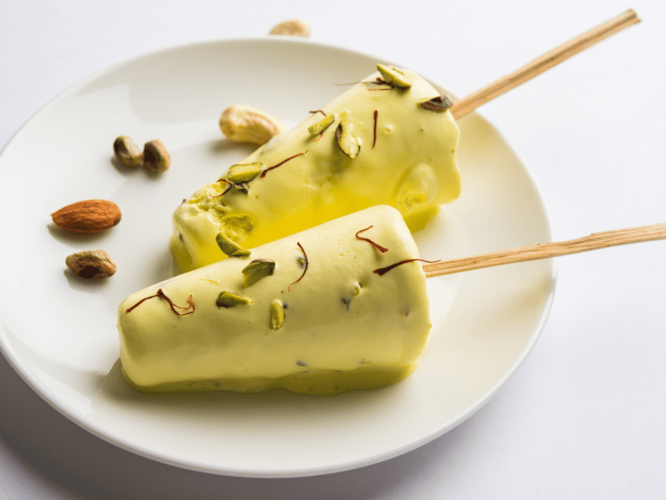 Kashmiri Saffron Kulfi: Creamy Frozen Dessert with Pistachios