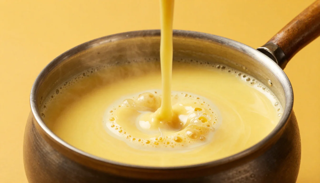 Kashmiri saffron blooming in warm milk for risotto preparation